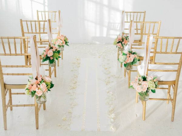 aisle flowers on a chair