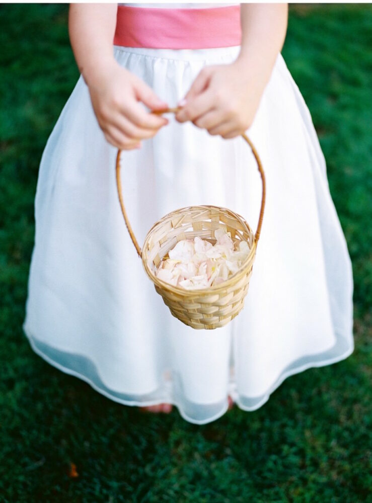 FLOWER GIRL BASKET WITH PETALS PBF Melanie Benson Floral