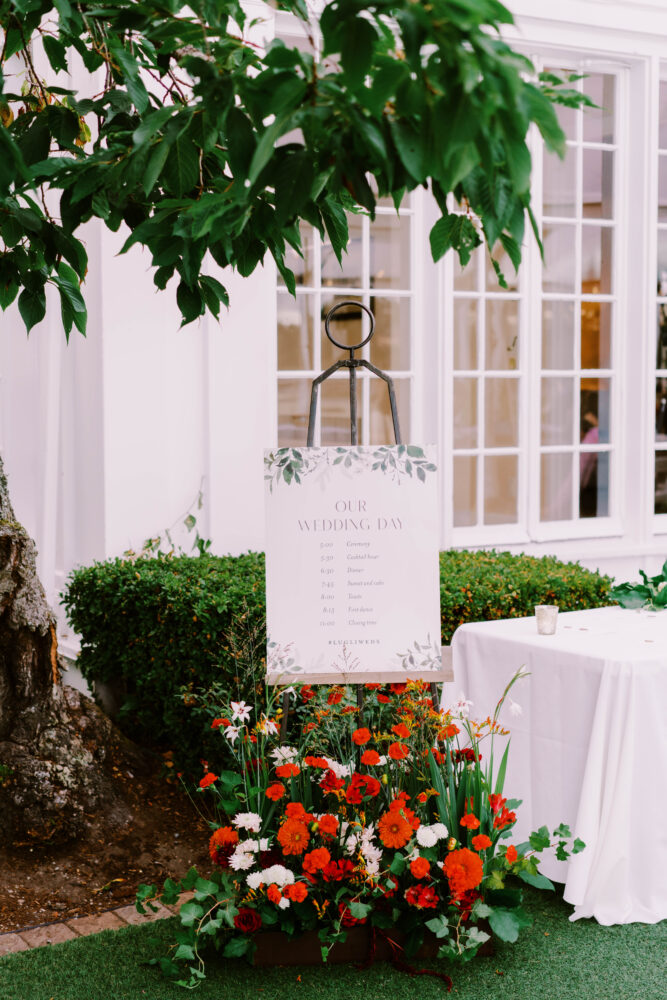 welcome sign decorated with flowers