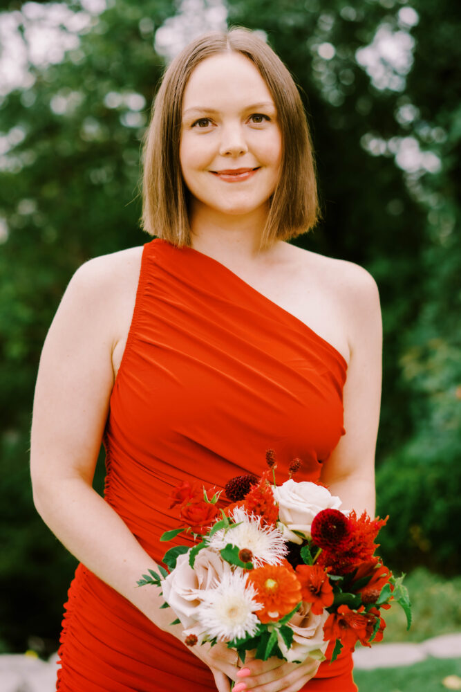 Bridesmaids with bridesmaids bouquet at the admirals house in seattle