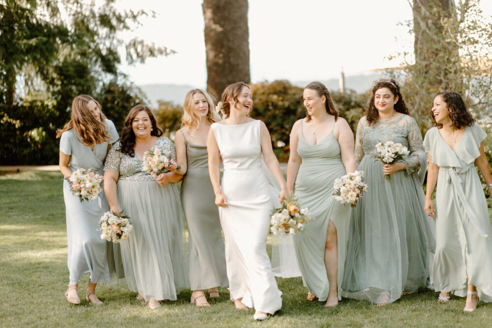 Bride and bridesmaids flowers at Alderbrook wedding