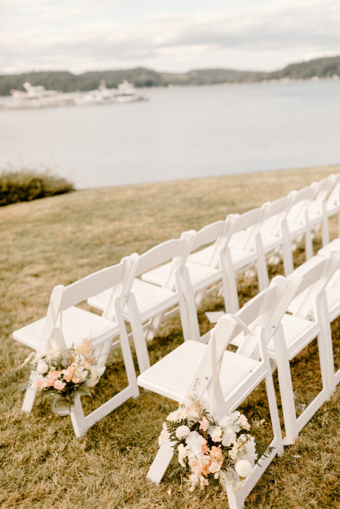 ceremony aisle flowers in cream and white